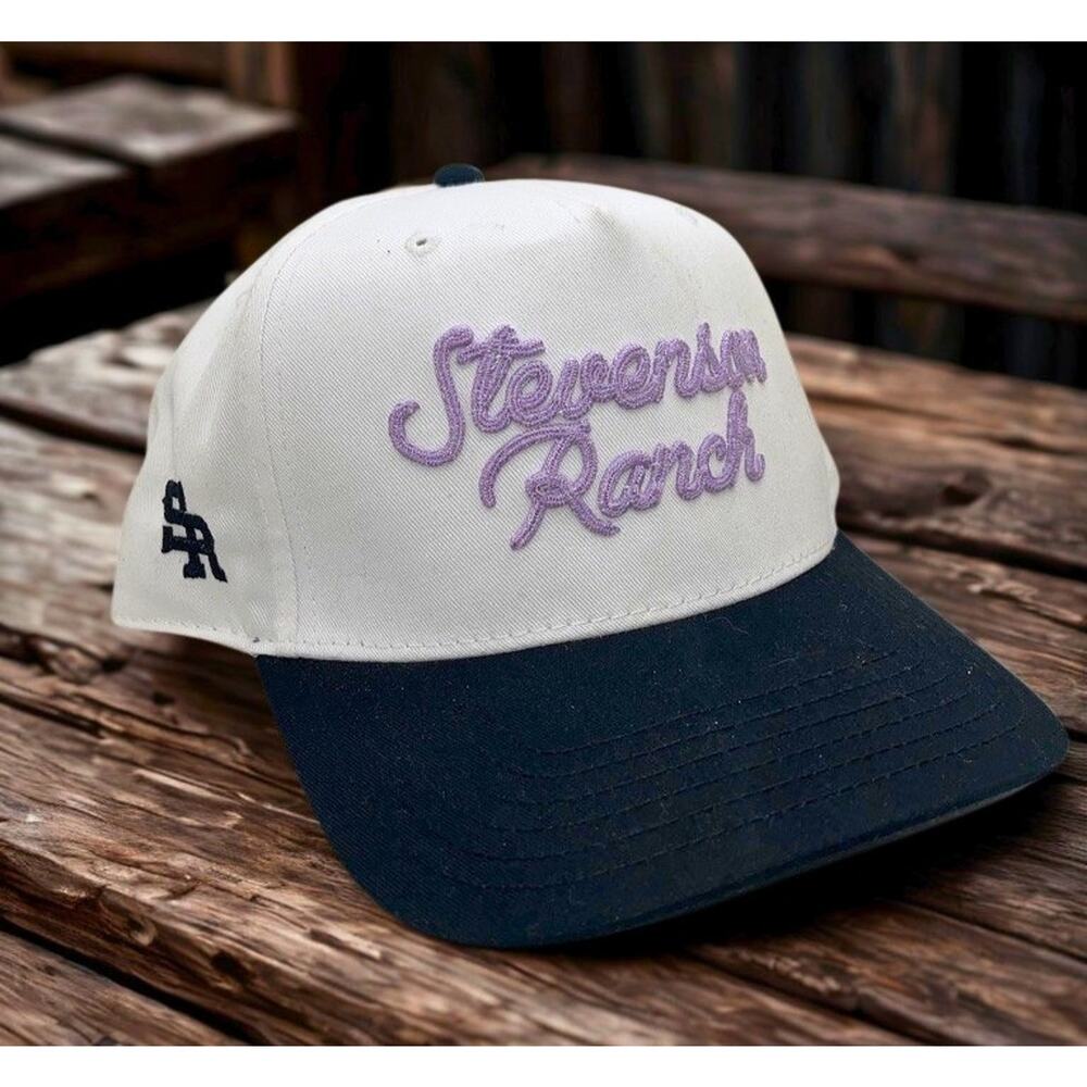 Stevenson Ranch Script Logo Hat White Black Snapback Structured Midtown NWOT